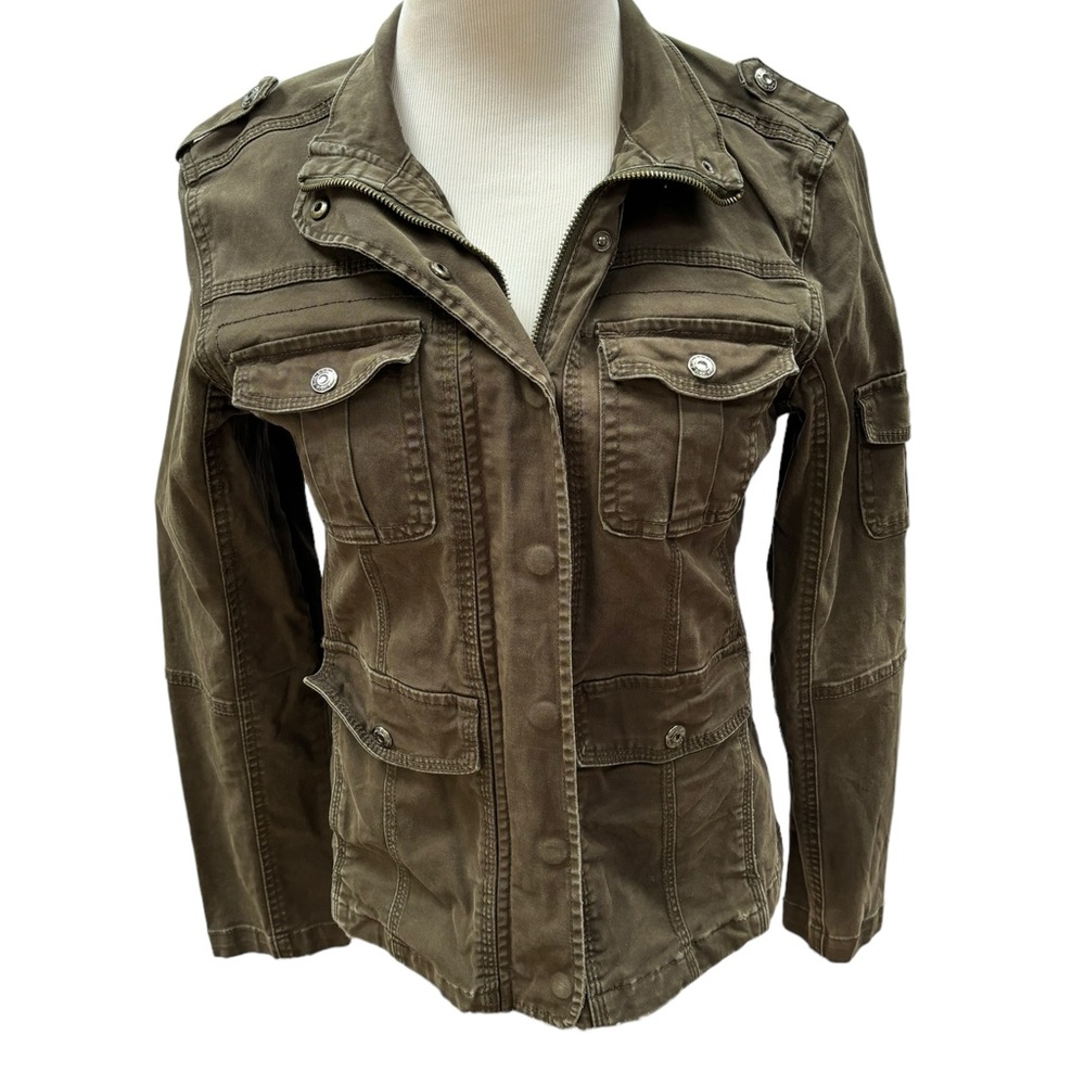Kensie Jeans Women’s Dark‎ Green Denim Military Utility Jacket Size M